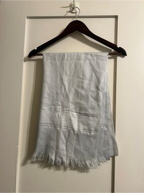 Soft Light Gray Fringed Scarf